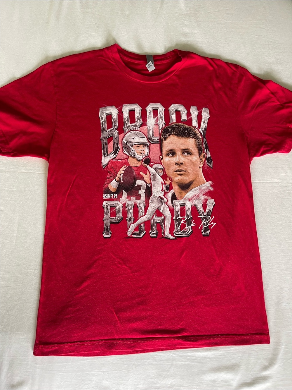 Next Level Apparel Red Graphic Short-Sleeve Tee with Football Print